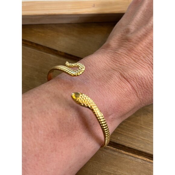 Vintage Gold Plated Snake Cuff Bracelet - Picture 9 of 9
